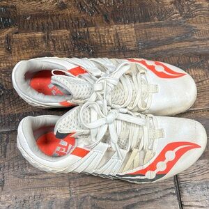Saucony White and Red Athletic Track Shoes